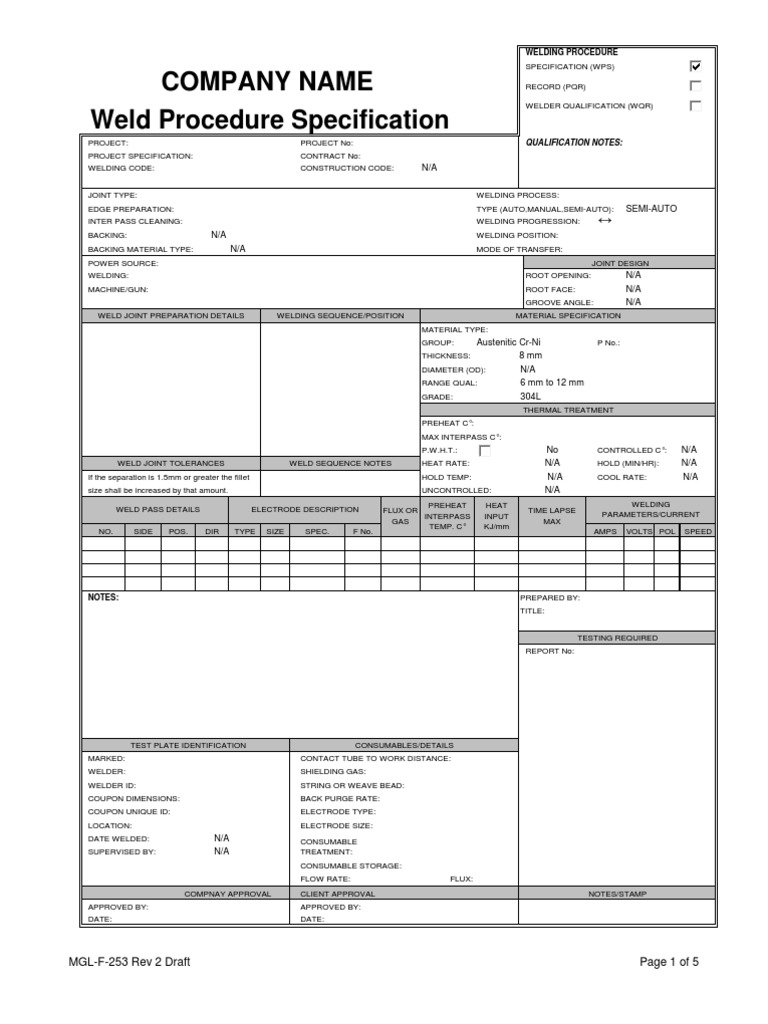 Welding Procedure Specification Document | PDF | Business | Computers