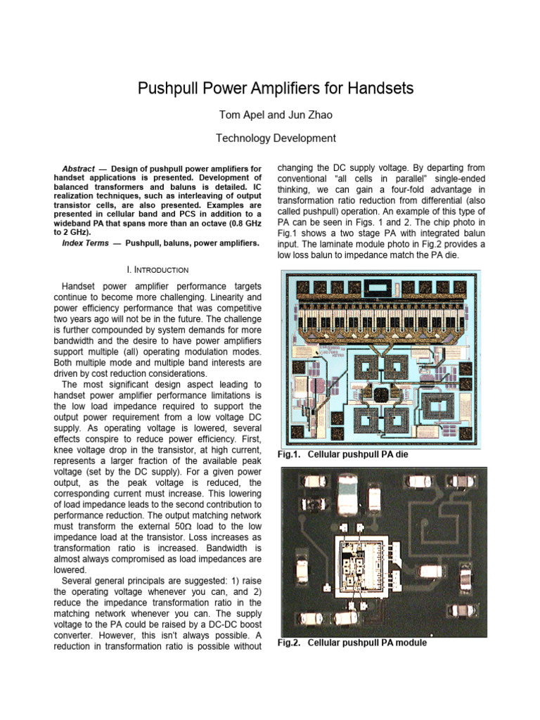 Pushpull PAs For Handsets | PDF | Amplifier | Transformer