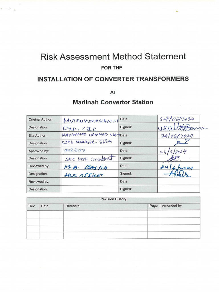 Evidence 2.1 Ra For Installation of Converter Transformer - 0001 | PDF ...