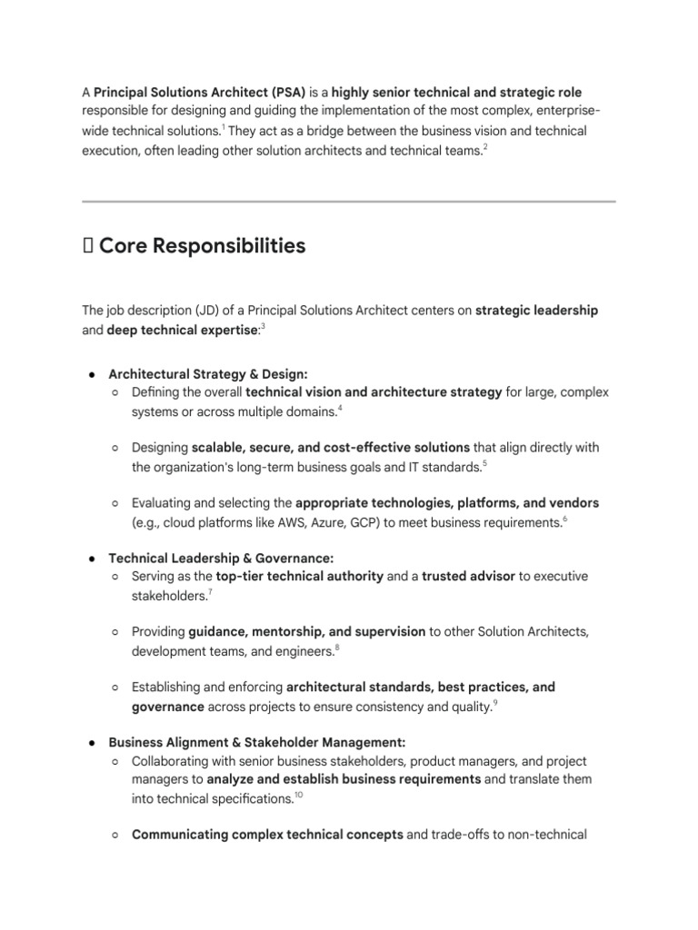 What Is The JD of A Principal Solutions Architect | PDF | Architect ...