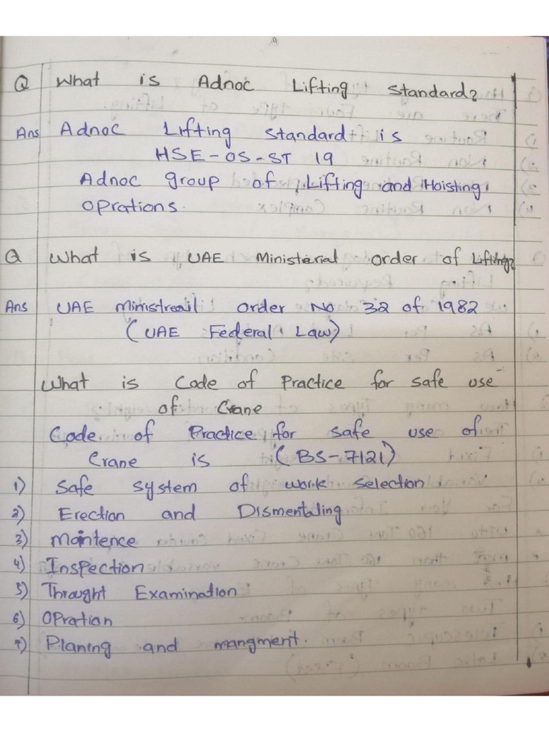 Lifting Supervisor Notes | PDF