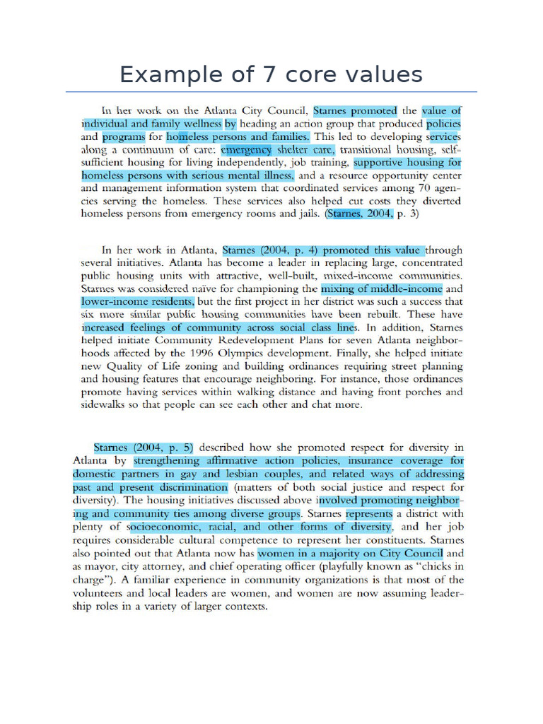Example of 7 Core Values | PDF