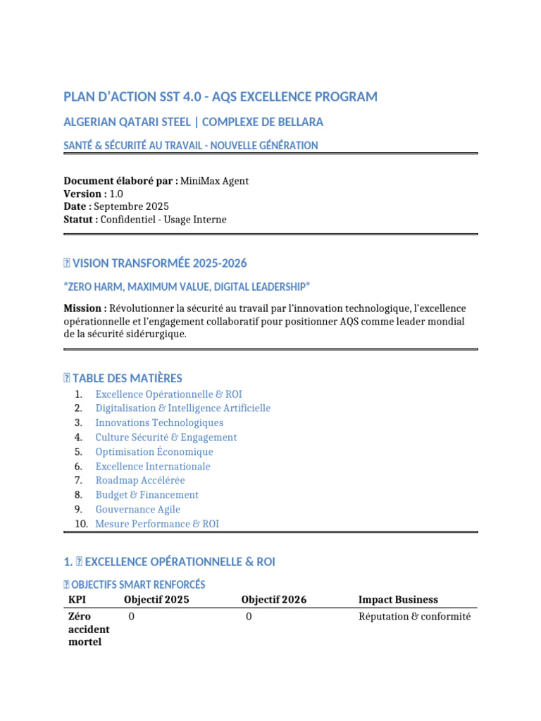 Plan Action SST 4.0 AQS Excellence Program | PDF | Intelligence ...
