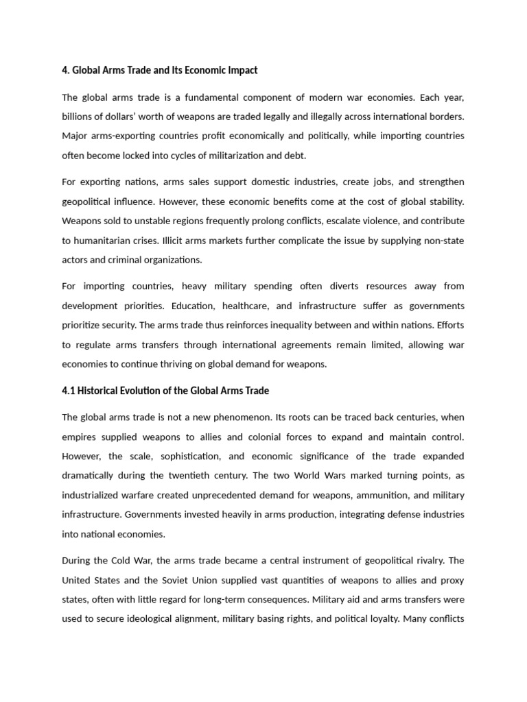 Global Arms Trade and Its Economic Impact | PDF | Arms Industry | Military