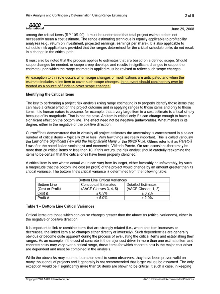 AACE 41r 08 PDF Contingency | PDF