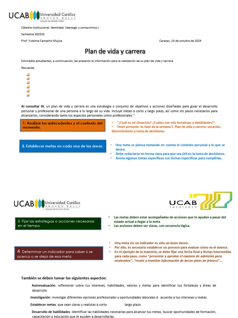 Plan de Vida y Carrera ILC | PDF | Toma de decisiones | Aprendizaje