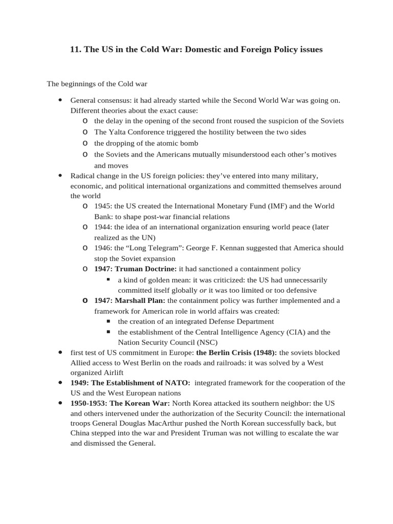 11 - The US in The Cold War | PDF | Containment | Cold War