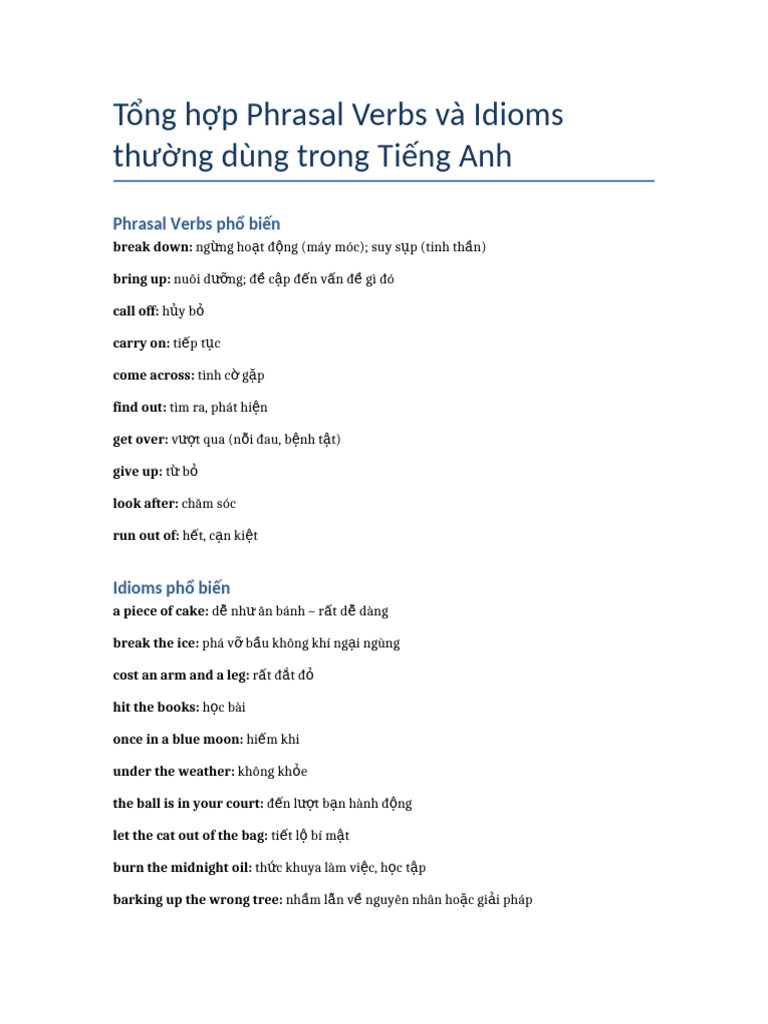 Phrasal Verbs and Idioms | PDF