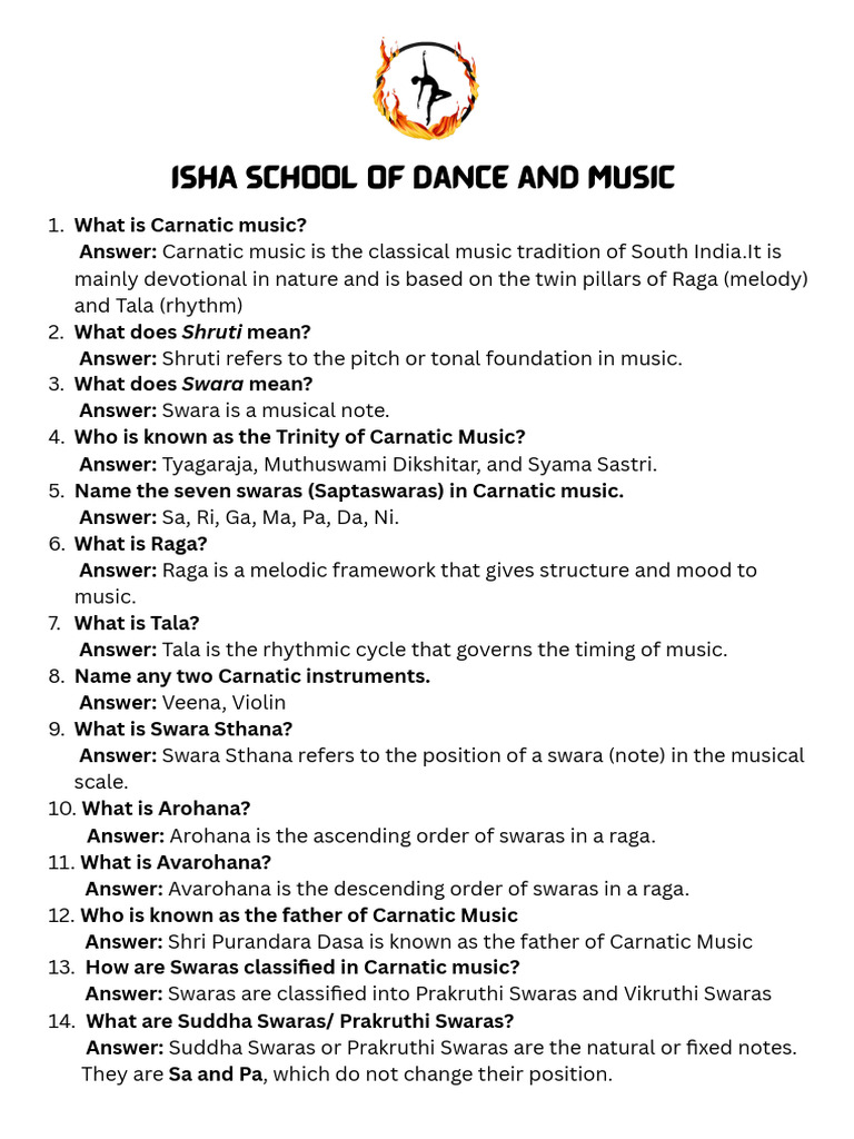 January - Practice Questions For Music | PDF