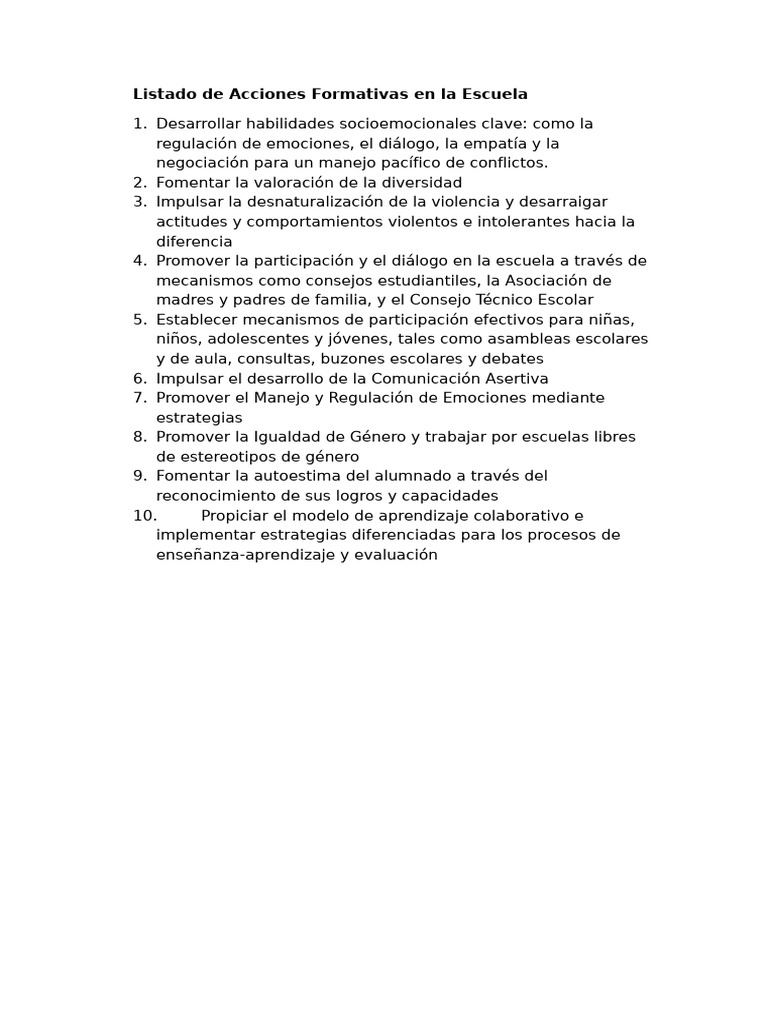 Acciones Formativas en La Escuela | PDF
