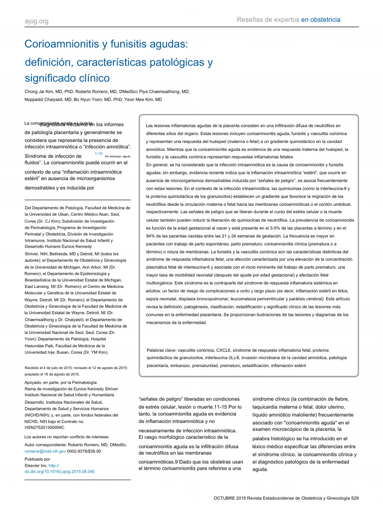 Corioamnionitis y Funisitis Agudas | PDF | Placenta | Parto