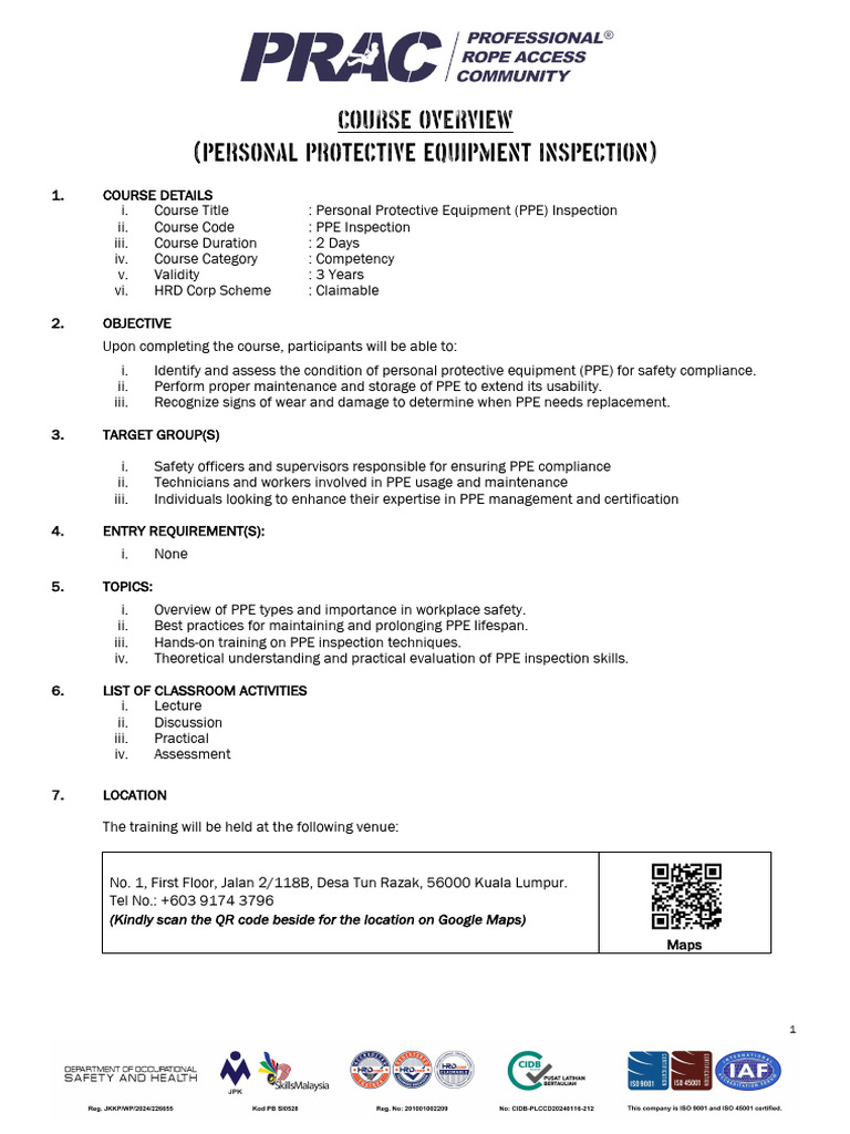 Course Overview - Personal Protective Equipment Inspection | PDF ...