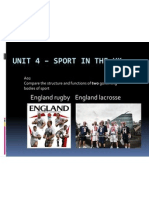 Unit 4 - Sport in The Uk: England Rugby England Lacrosse