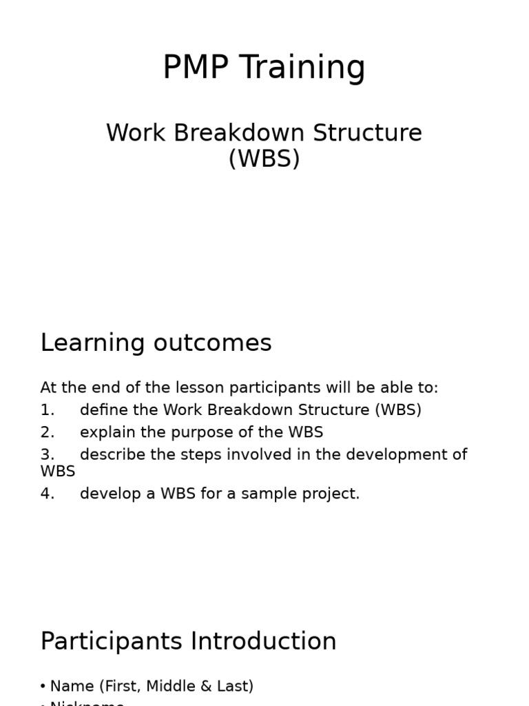 Work Breakdown Structure (WBS) | PDF | Learning