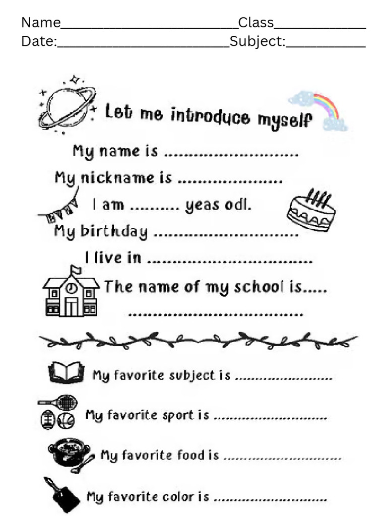 Name - Class - Date - Subject | PDF