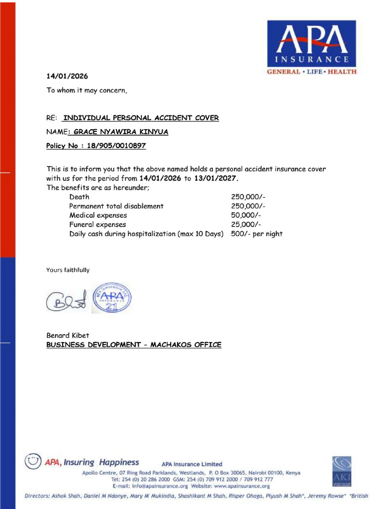 Student Pa Cover Letter.-grace Nyawira Kinyua | PDF