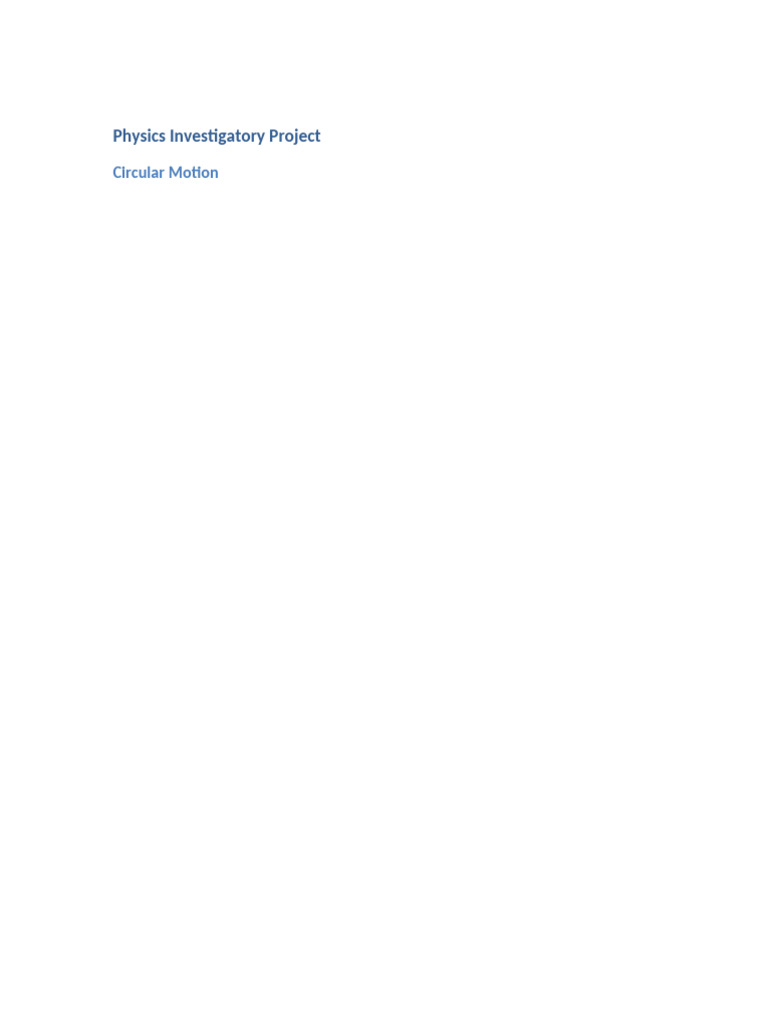 Physics Investigatory Project Circular Motion Expanded | PDF ...