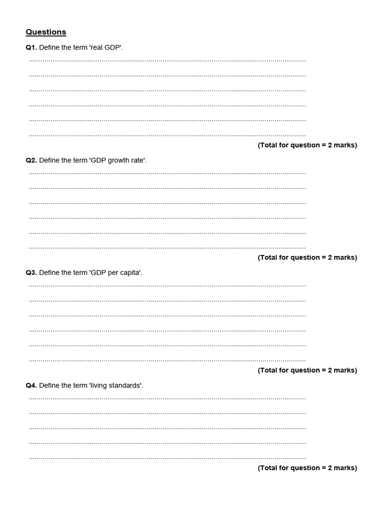 Unit 2 Practice Questions | PDF | Gross Domestic Product | Recession