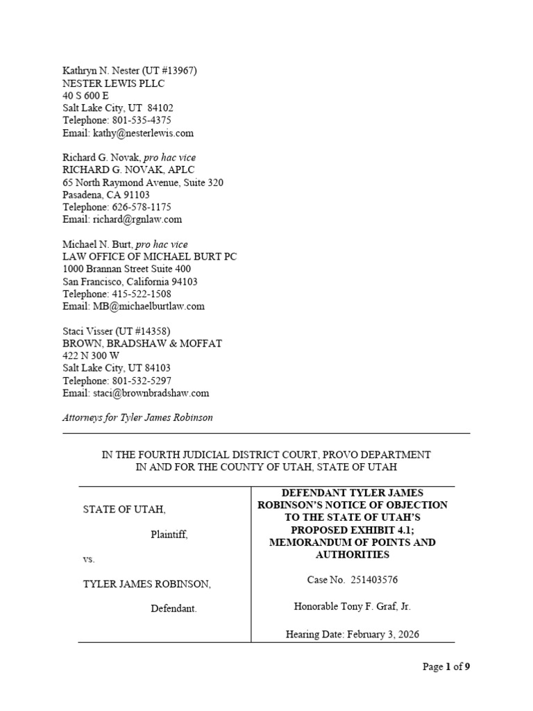 Tyler Robinson Court Filing, Jan. 27 | PDF | Relevance (Law) | Legal ...