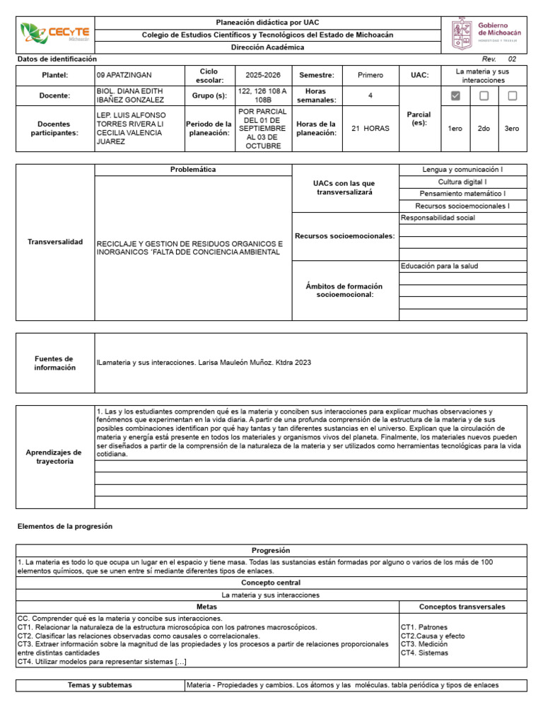 1er Parc La Materia y Sus Interacc | PDF | Importar | Química