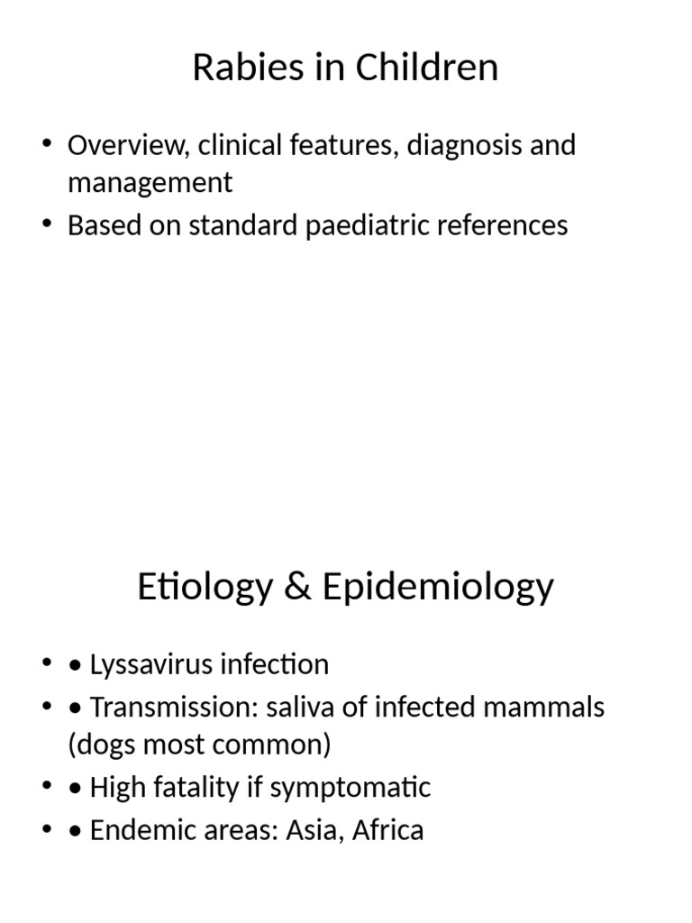 Rabies Paediatrician Presentation Enhanced | PDF | Rabies | Viral Diseases