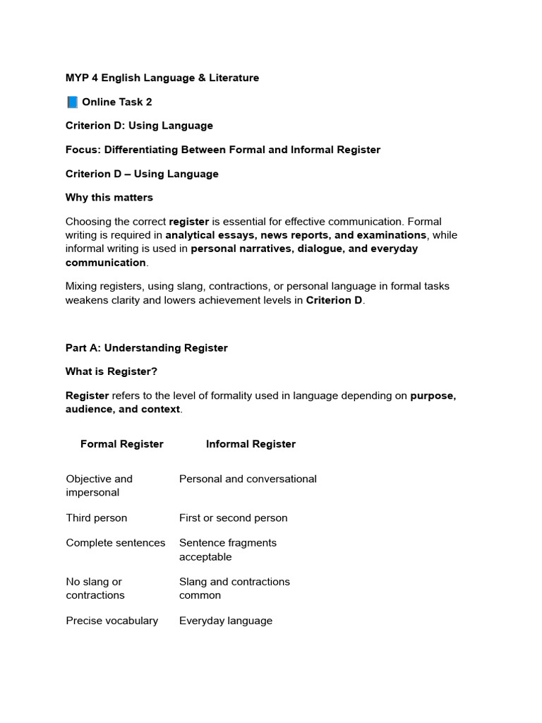 Copy of MYP 4 English Language & Literature Online Task 2 Formal ...