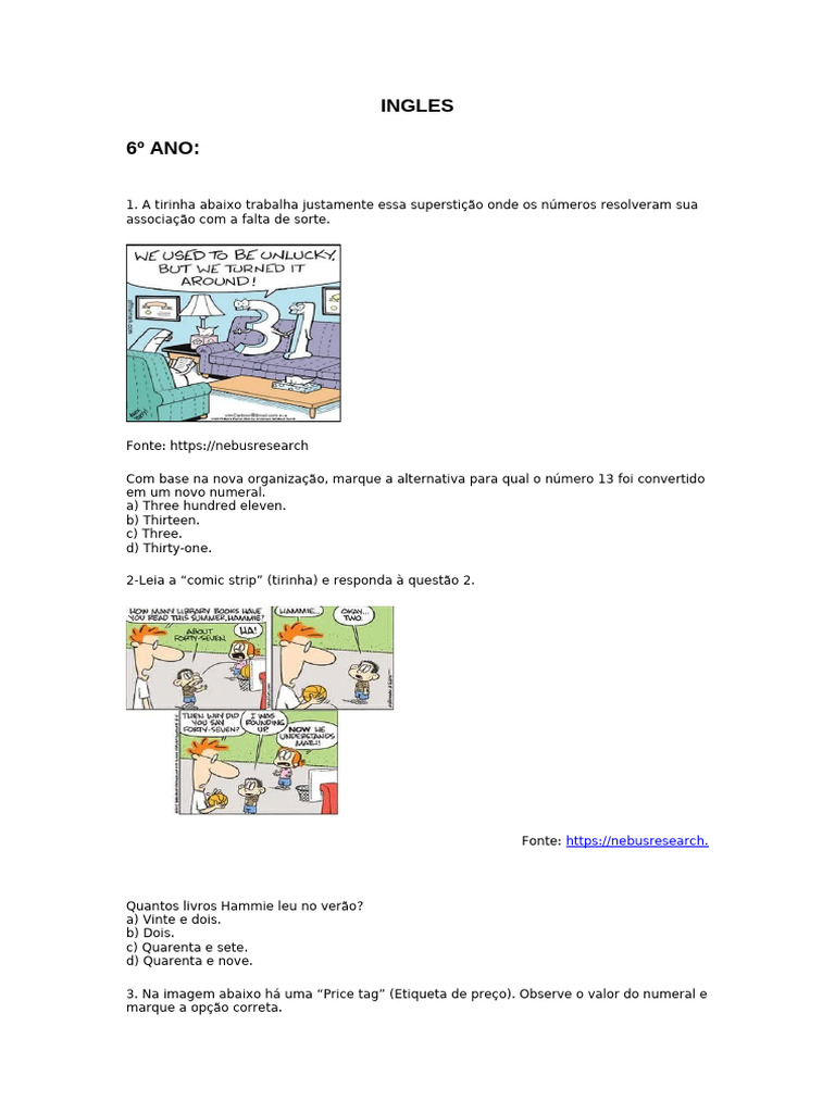 Simulado Ingles 4 Avaliacao | PDF