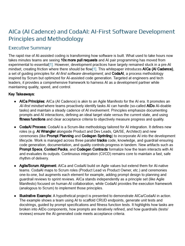 AICa (AI Cadence) and CodaAI - AI-First Software Development Principles ...