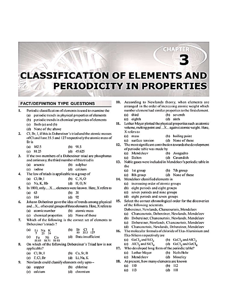Periodic Classification MCQ | PDF
