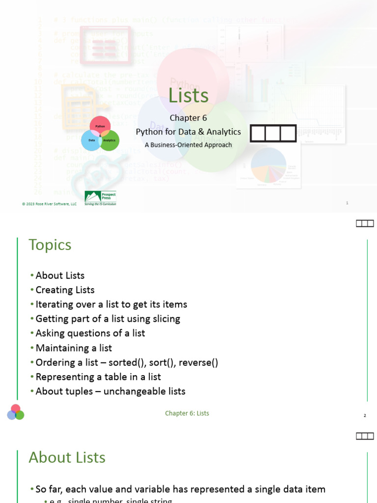 Ch06 Lists | PDF | Python (Programming Language) | Software Engineering
