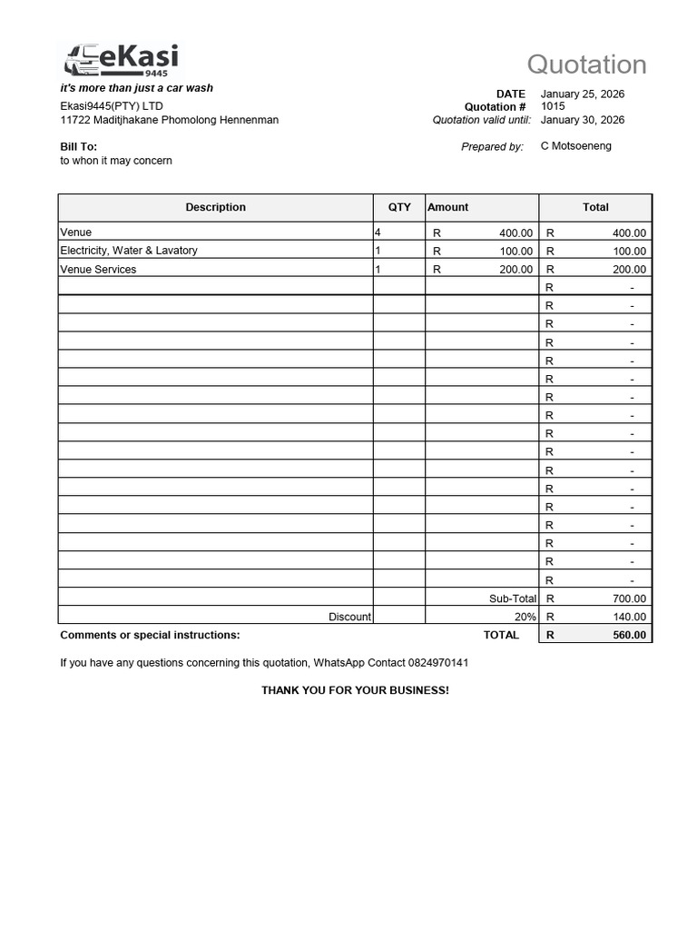 Price Quotation 1015 | PDF