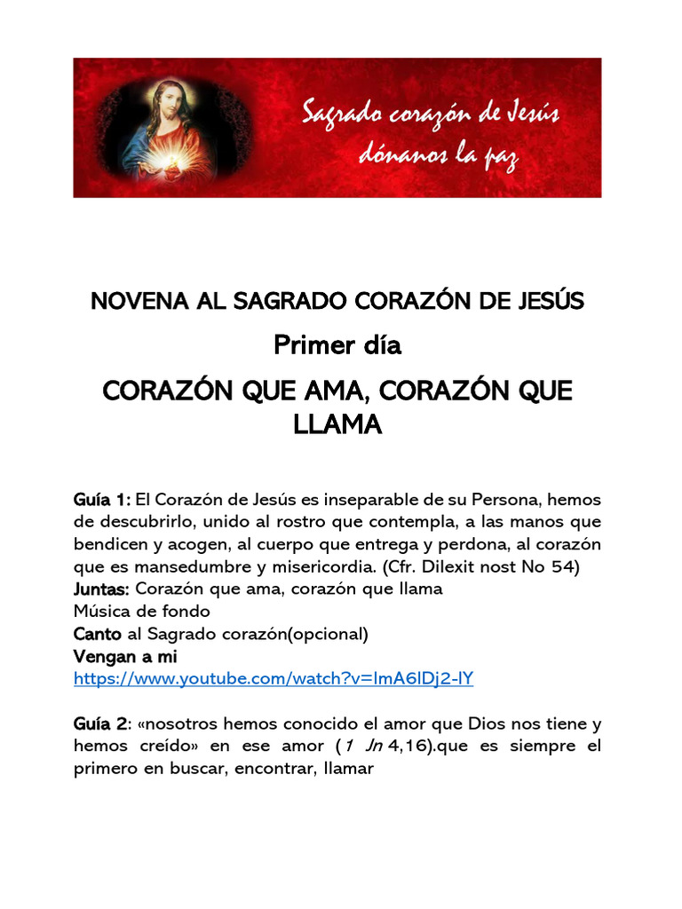 Novena Al Sagrado Corazón de Jesus | PDF | Amor | María, madre de Jesús