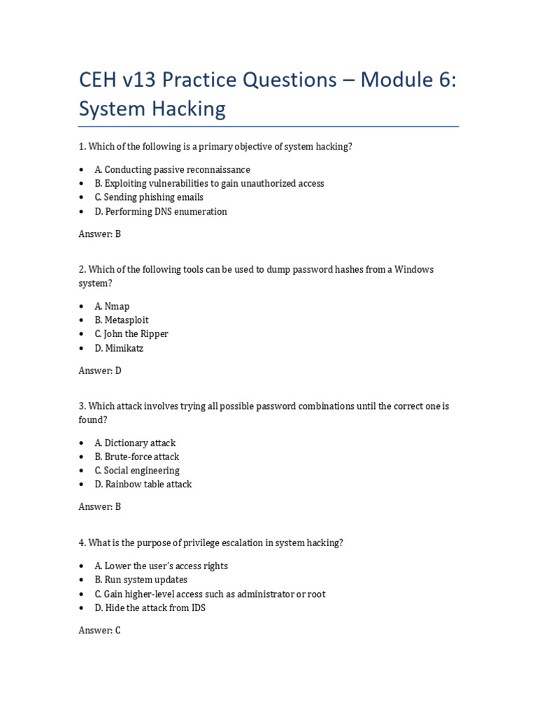 CEH Module6 System Hacking | PDF | Password | Malware