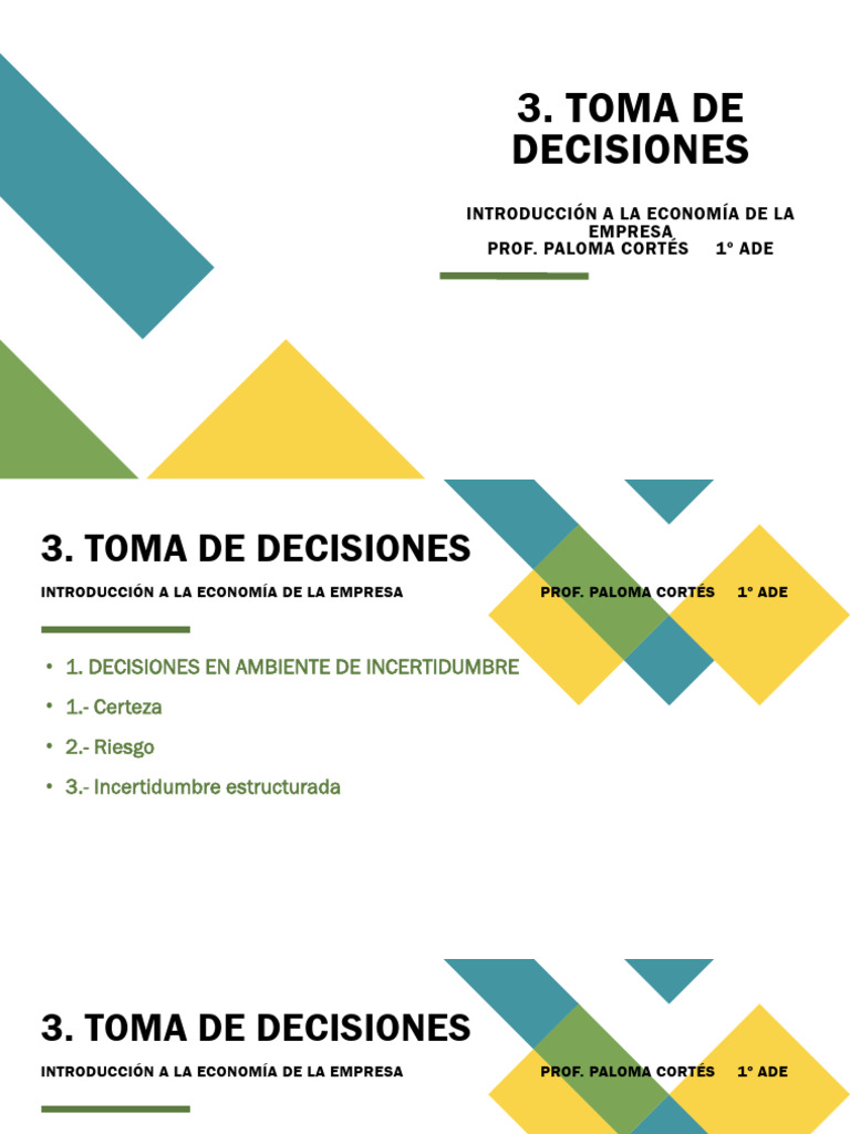 Toma de Decisiones | PDF | Toma de decisiones | Negocios económicos