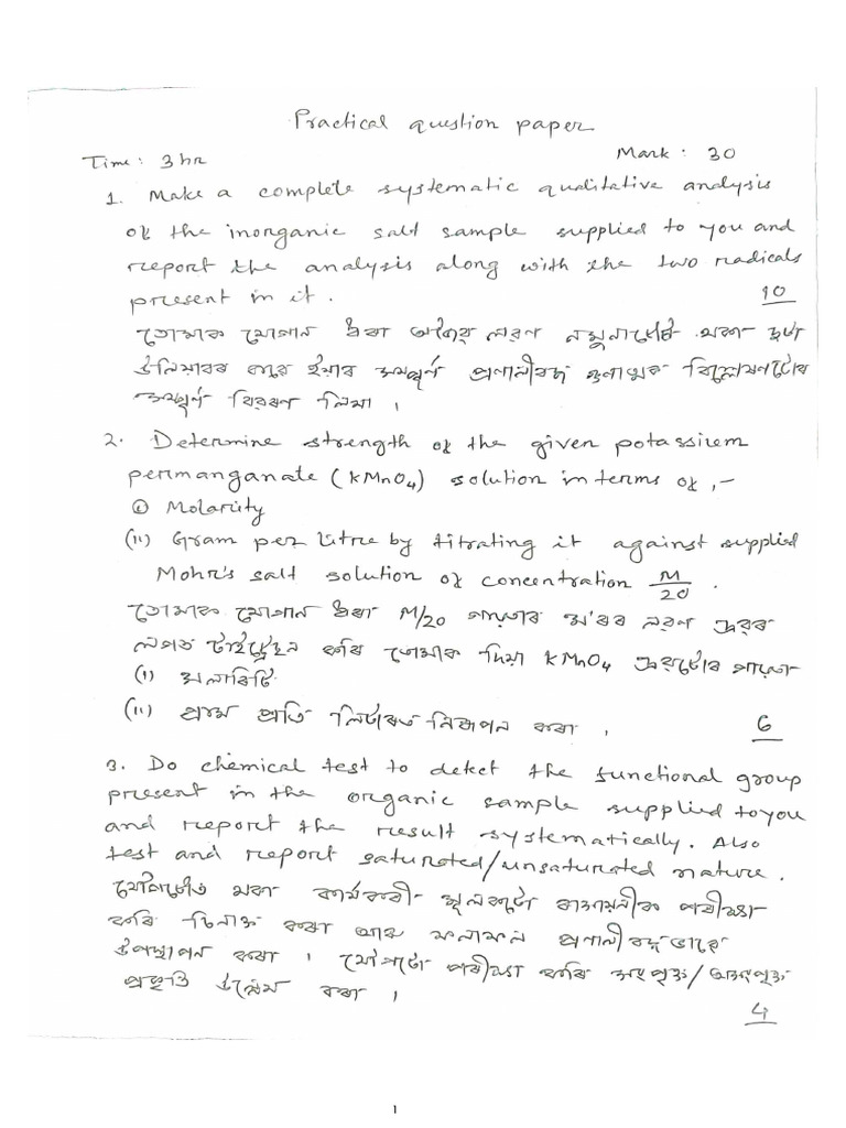 Hs Practical Question Paper | PDF