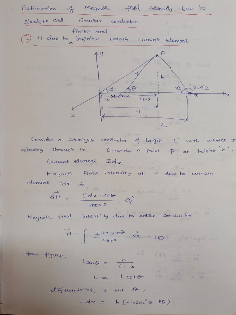 Magnetic Field Intensity due to current carrying wire | PDF