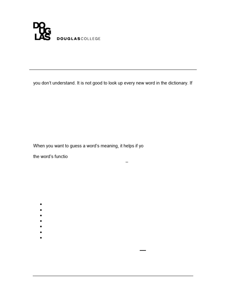 Understanding Vocabulary in Context Douglas College | PDF | Adverb ...