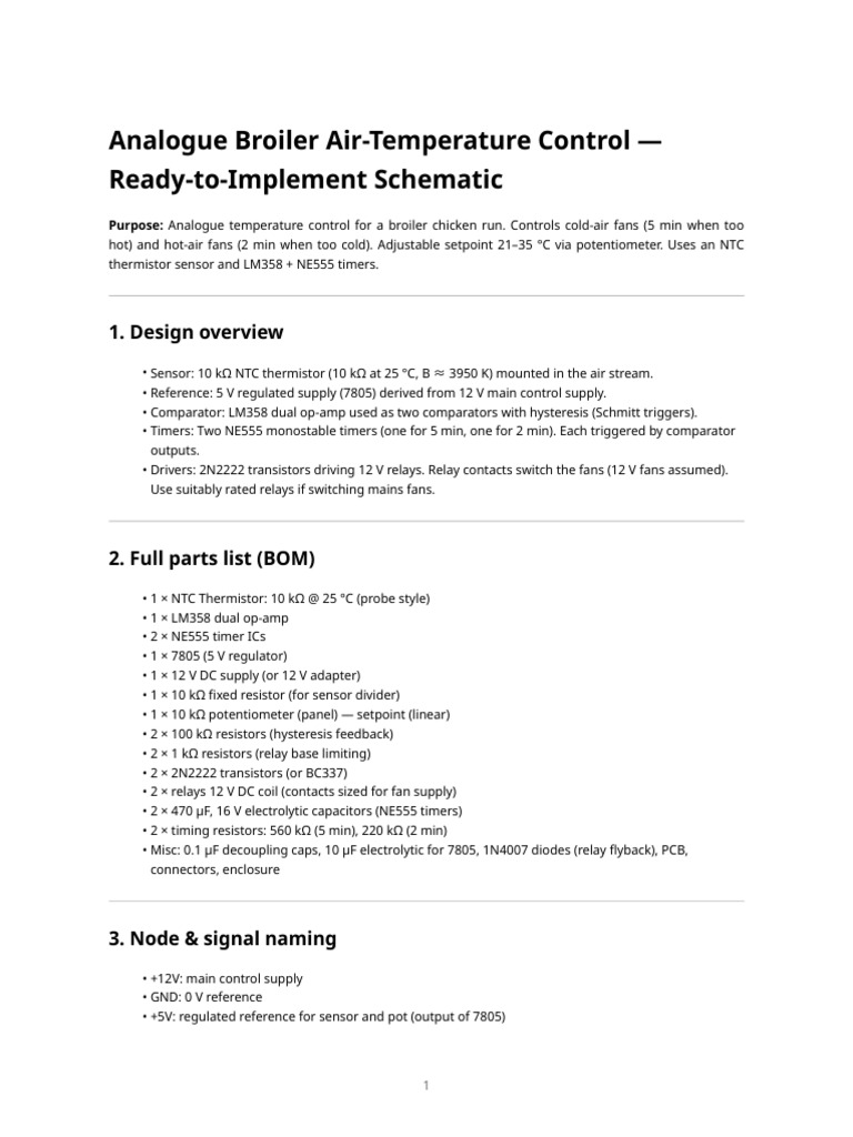 Analogue Broiler Temperature Control Schematic | PDF | Relay ...