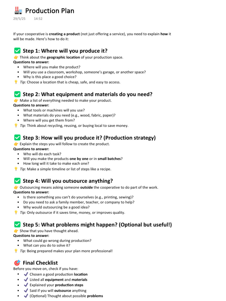 ? Production Plan | PDF