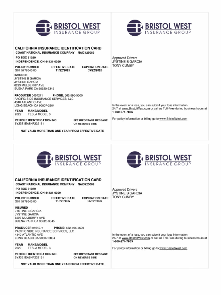 2025 Insurance Card (1) - 1 | PDF
