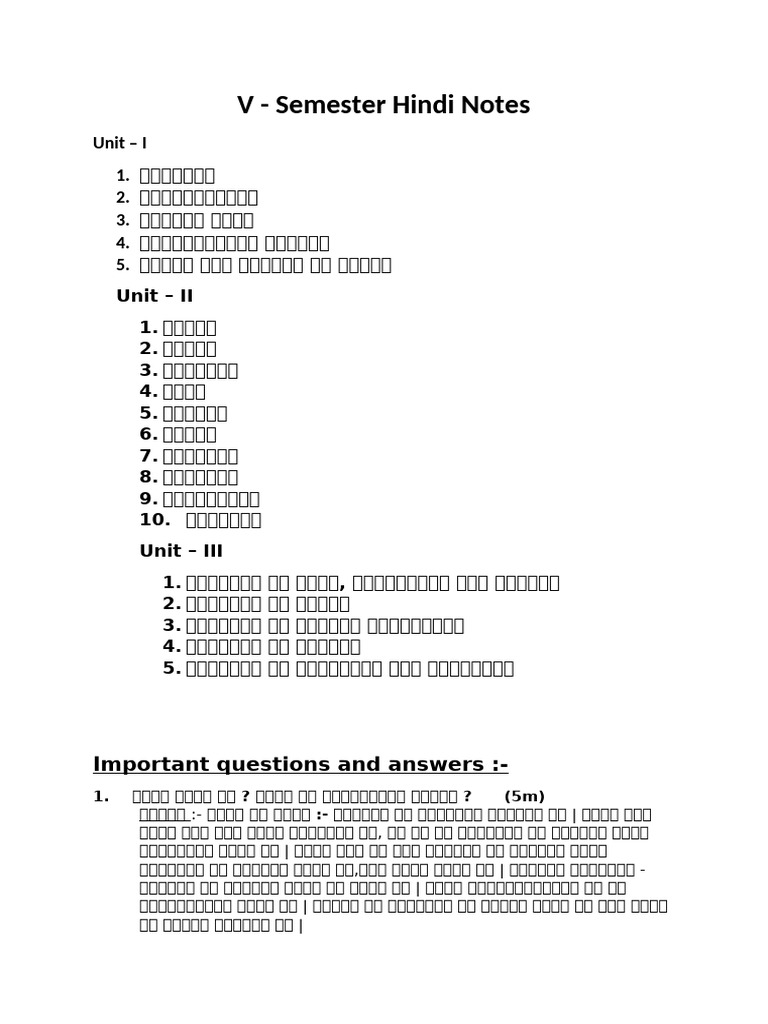 5 TH Sem. Hi Di Notes | PDF