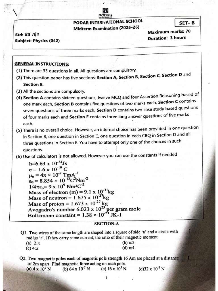 Physics Term 1 Paper | PDF