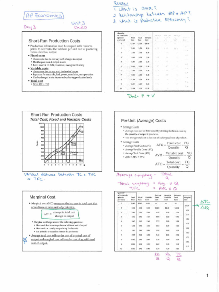 Ch. 20 Cost Curves Notes | PDF