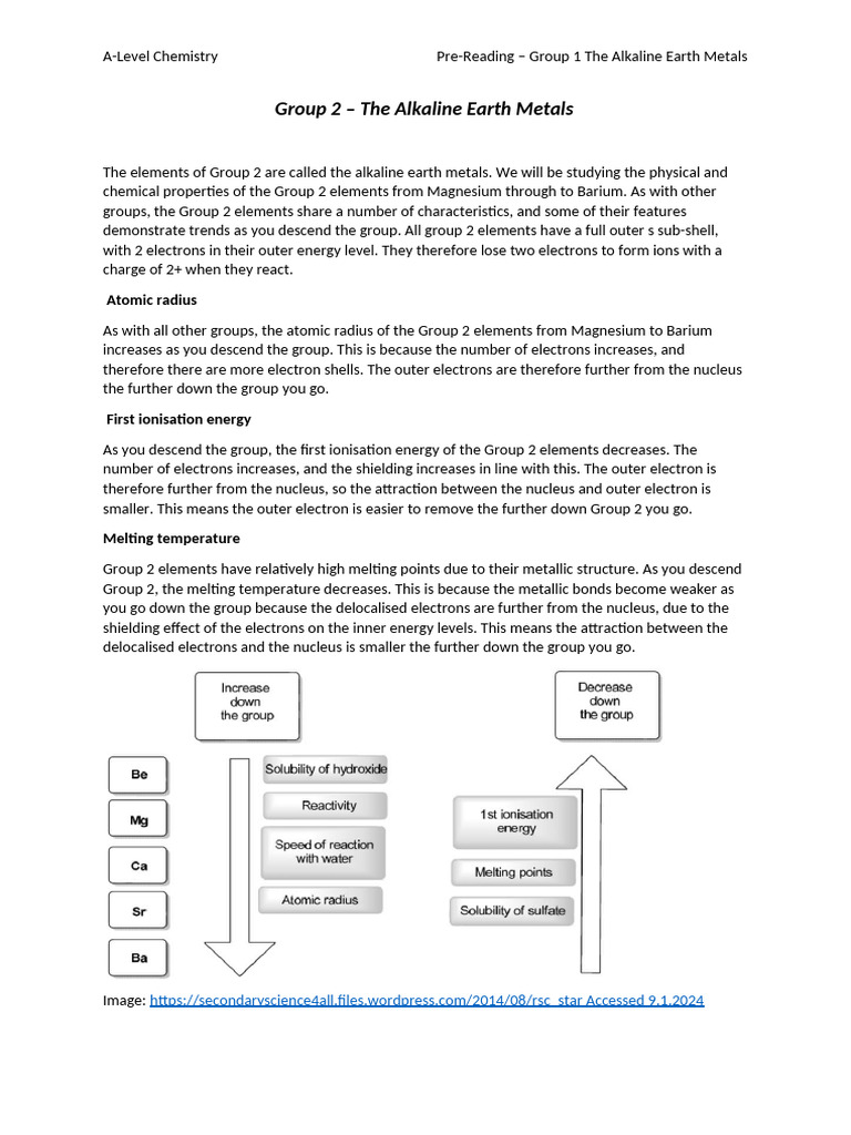 Pre-Reading Group 2 | PDF | Periodic Table | Magnesium