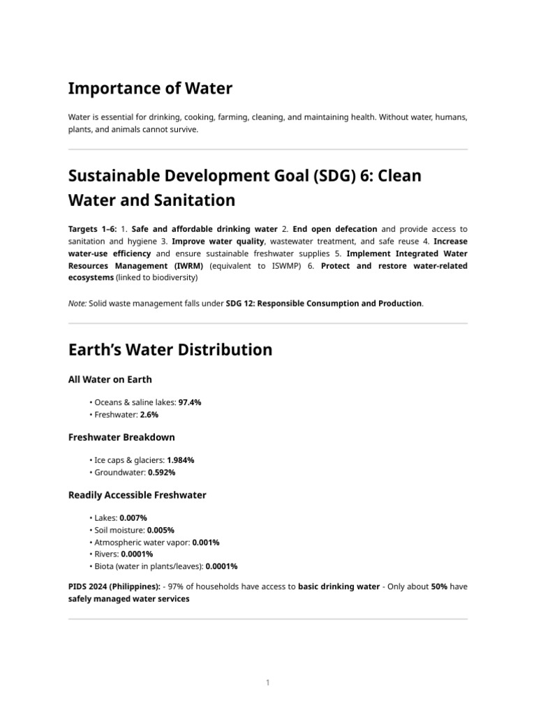 Water Resources & Quality - Clean Notes | PDF | Water | Fresh Water