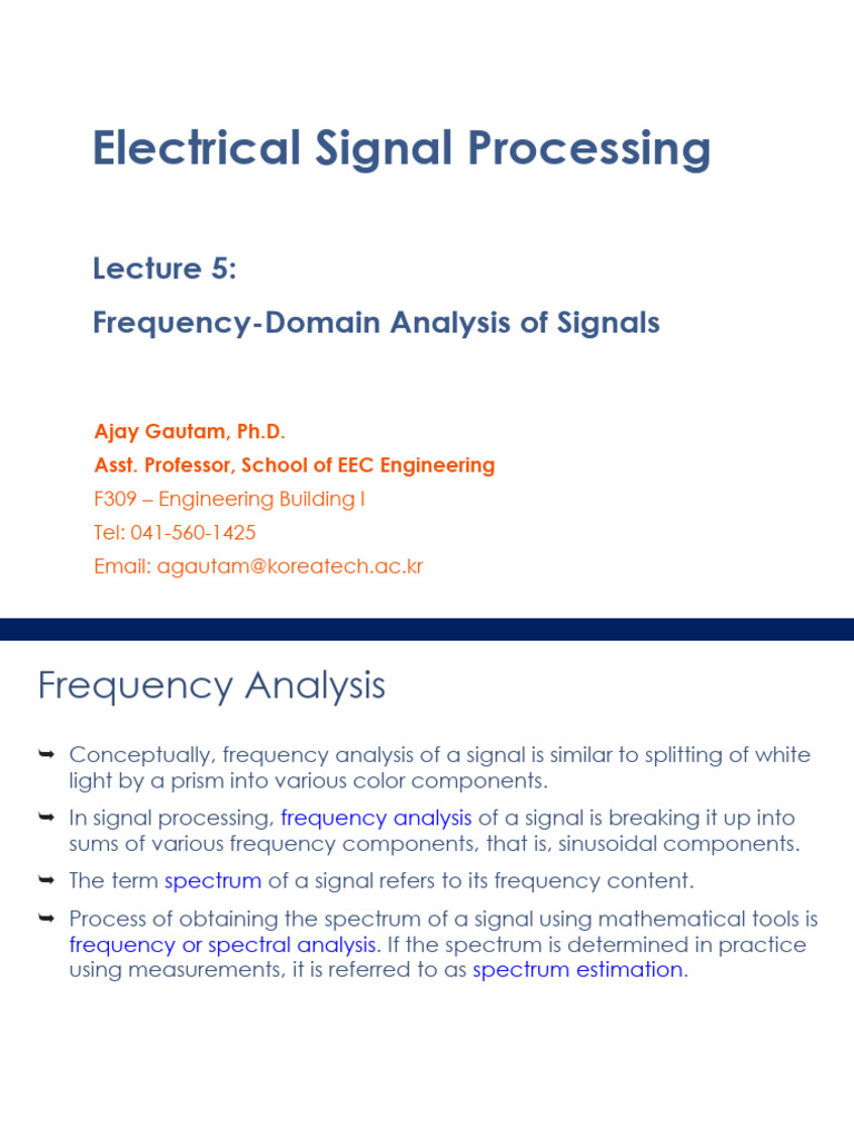 ESP Lecture 5 - Frequency Domain Analysis of Signals | PDF | Spectral ...