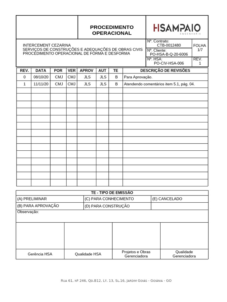 PO-CIV-HSA-006 - Execução de Forma e Desforma | PDF | Concreto | Madeira