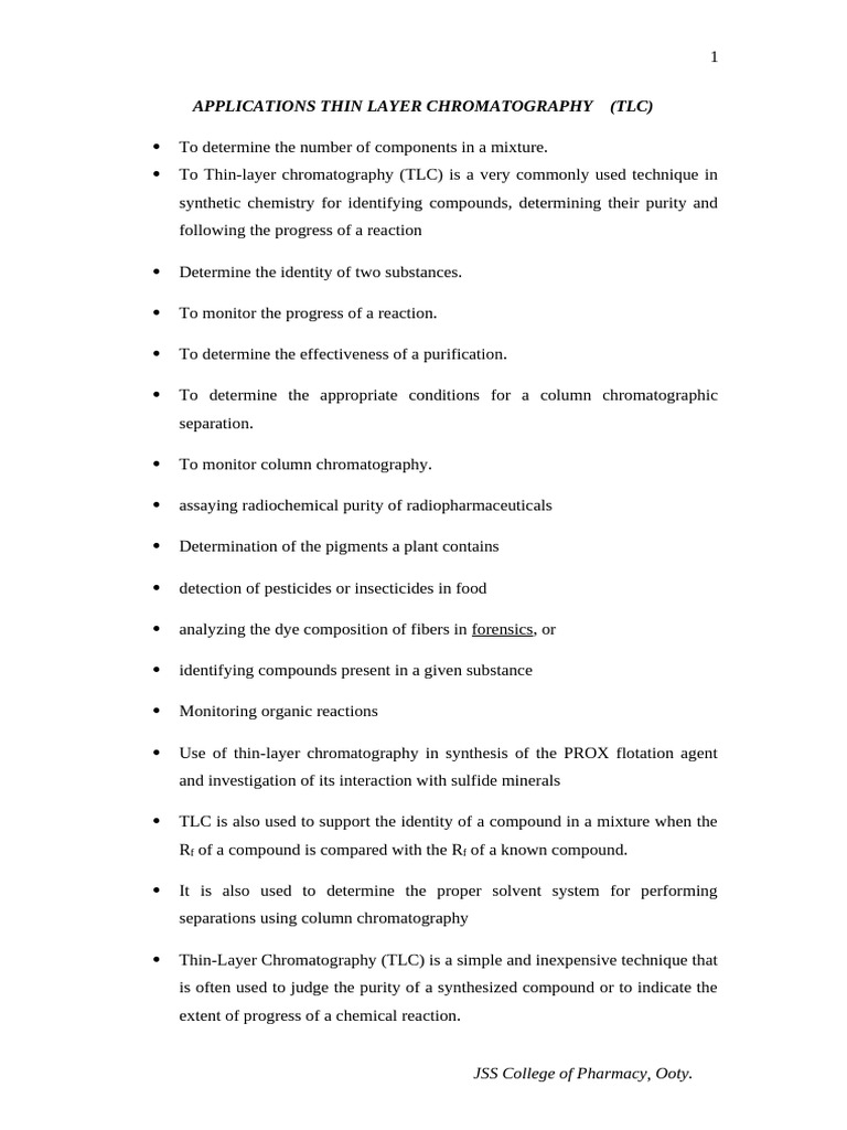 Application of Chromatography | PDF | Thin Layer Chromatography ...