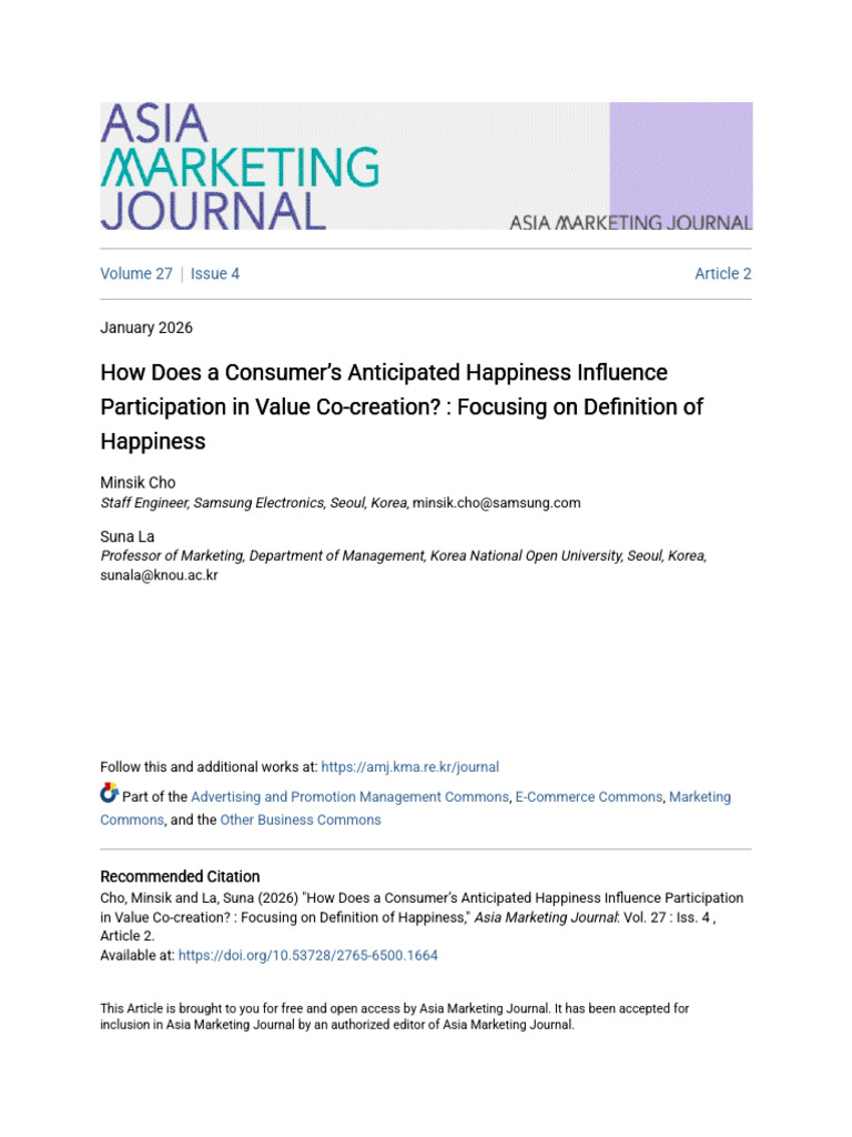 How Does a Consumer_s Anticipated Happiness Influence Participati | PDF ...