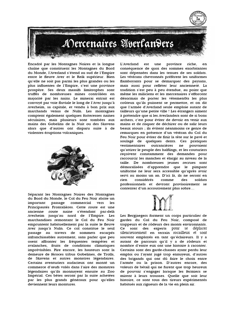 Mercenaires Averlanders - Mordheim | PDF | Arc et flèches | Épée